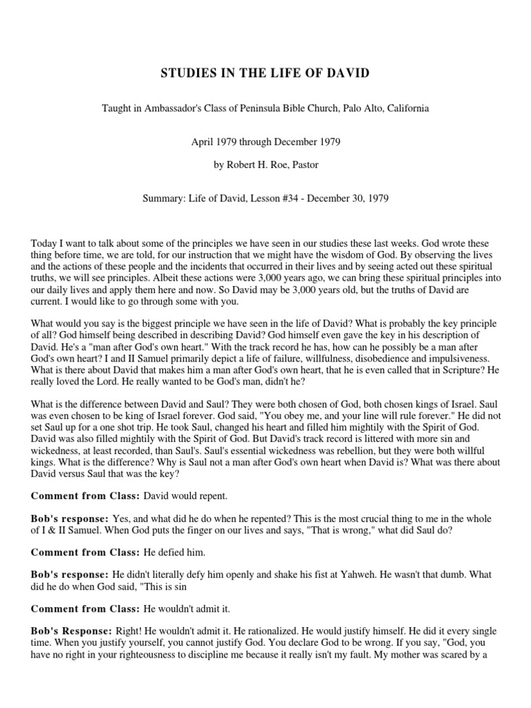 Principles from the Life of David | PDF | David | Saul