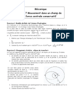 TD 7 Mouvement Dans Un Champ de Force Centrale Conservatif