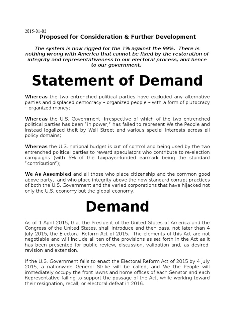 Er 02 Statementofdemand 2015 | PDF