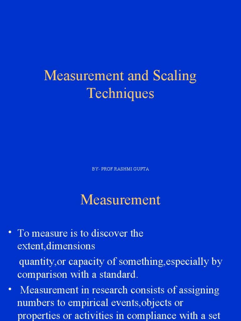 Measurement and Scaling Techniques Guide | PDF | Level Of Measurement ...