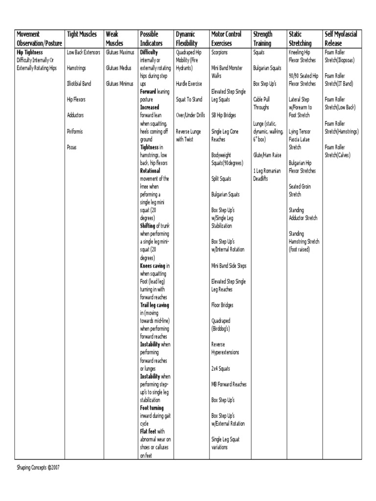 Corrective Exercise Chart | PDF | Anatomical Terms Of Motion | Foot