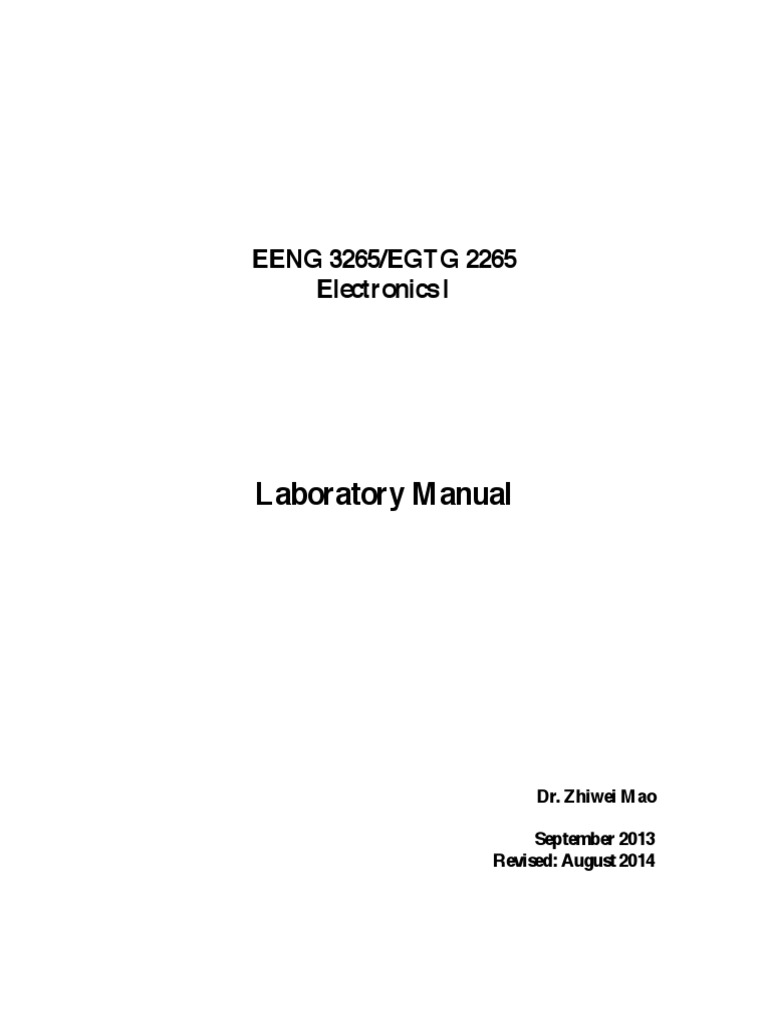 Electronics 1 Lab Manual PDF | PDF | Operational Amplifier | Amplifier