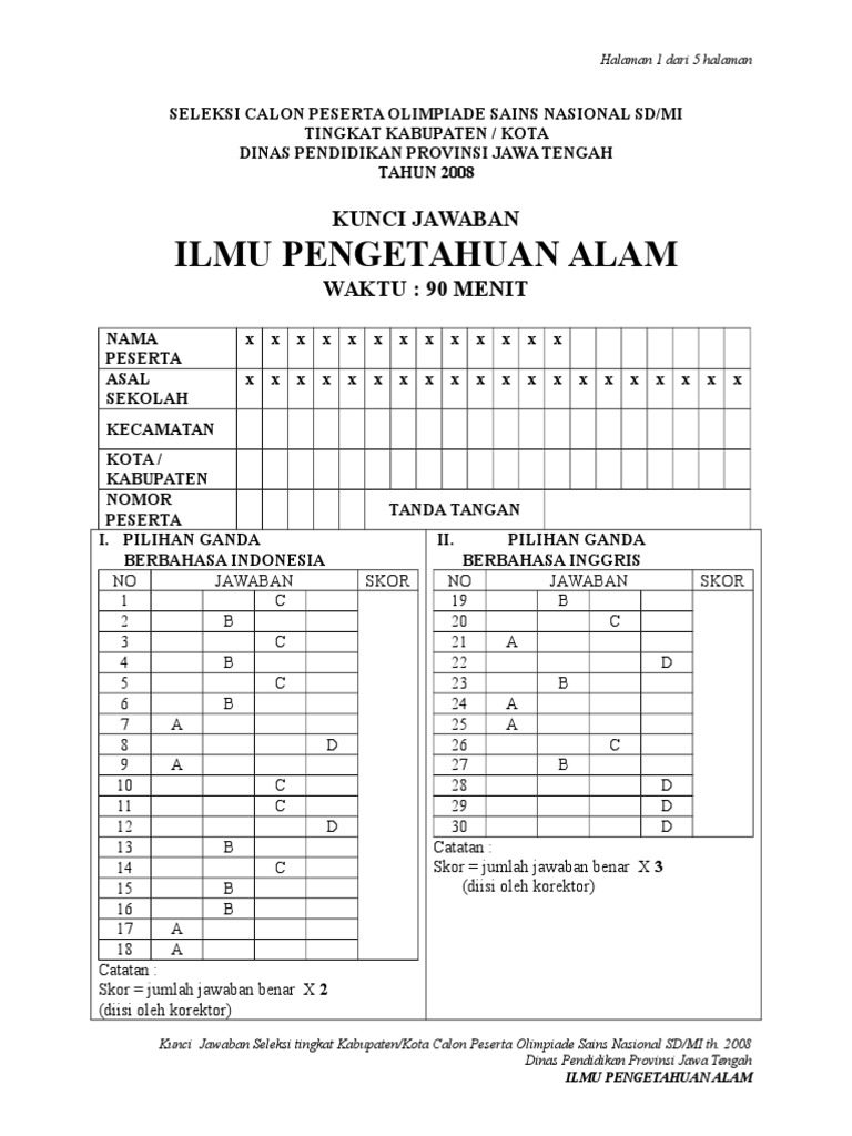 Kunci Jawaban Kabupaten