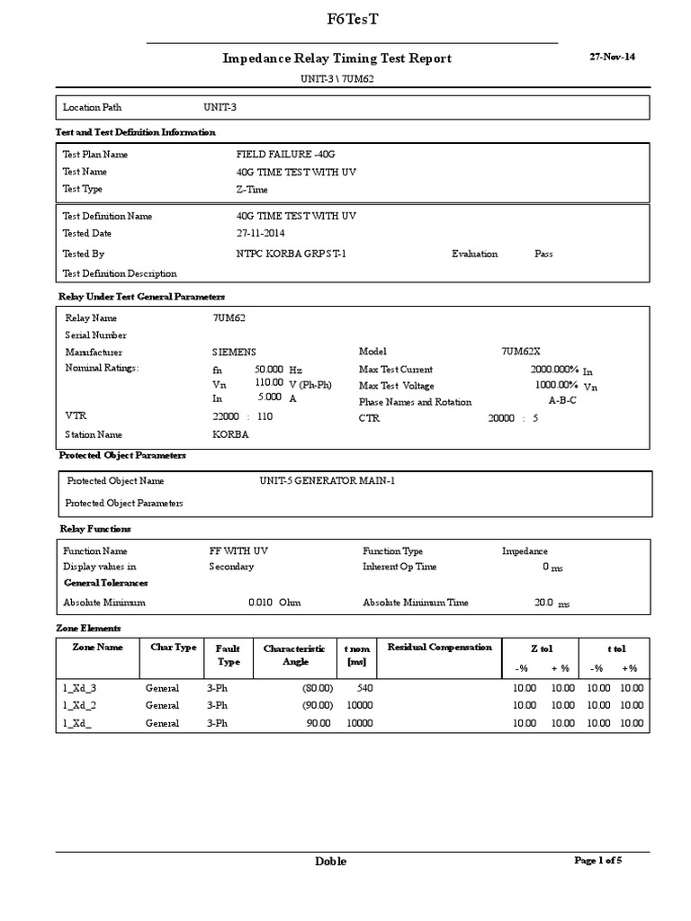 7um62 FF Time Test | PDF | Relay | Electrical Impedance