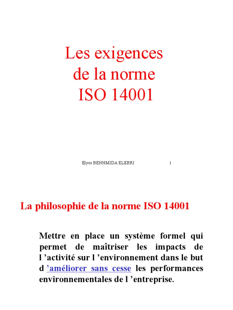 Exigences de la norme ISO 14001 | PDF | Environnement naturel | Sécurité