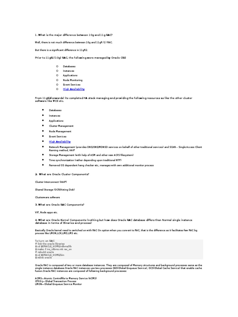 Oracle RAC Interview Q&A1 | Oracle Database | Computer ...