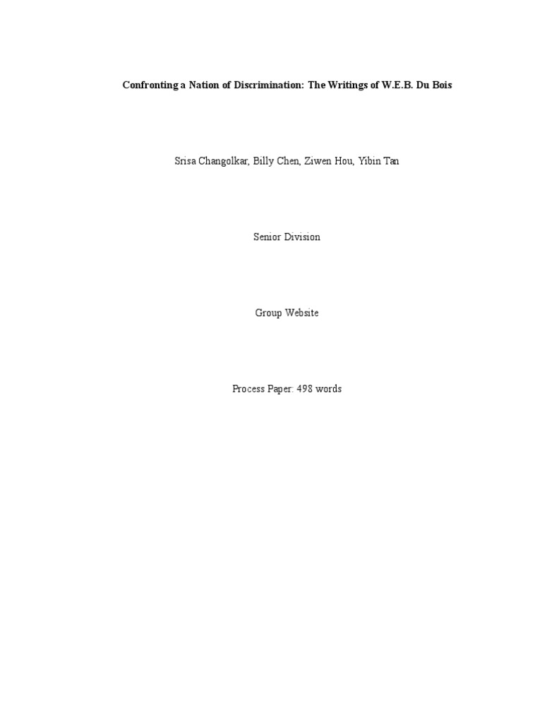 NHD Process Paper W. E. B. Du Bois Communication