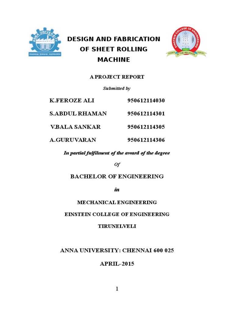 Sheet Metal Rolling Machine Design | PDF | Deformation (Engineering ...