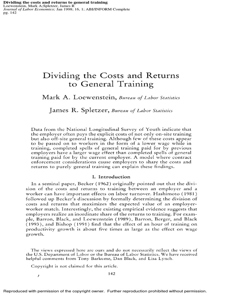 Journal of Labor Economics Jan 1998 16, 1 ABI/INFORM Complete PDF