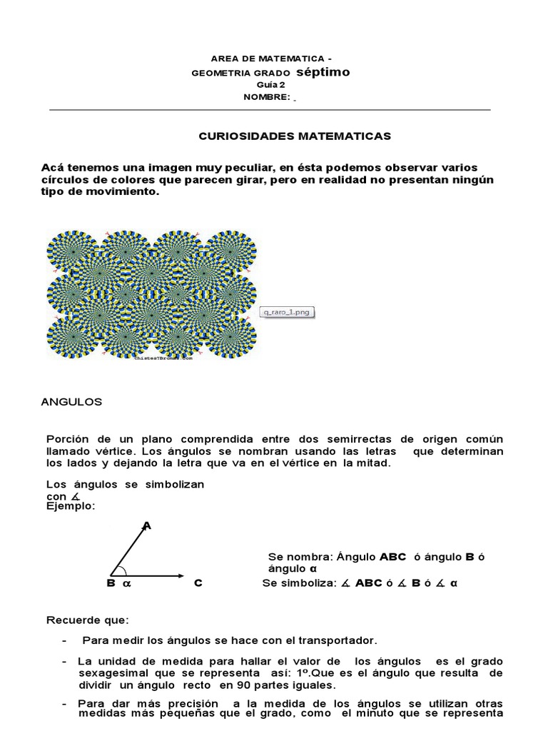 Guía de Ángulos para Séptimo Grado | PDF | Línea (geometría) | Geometría
