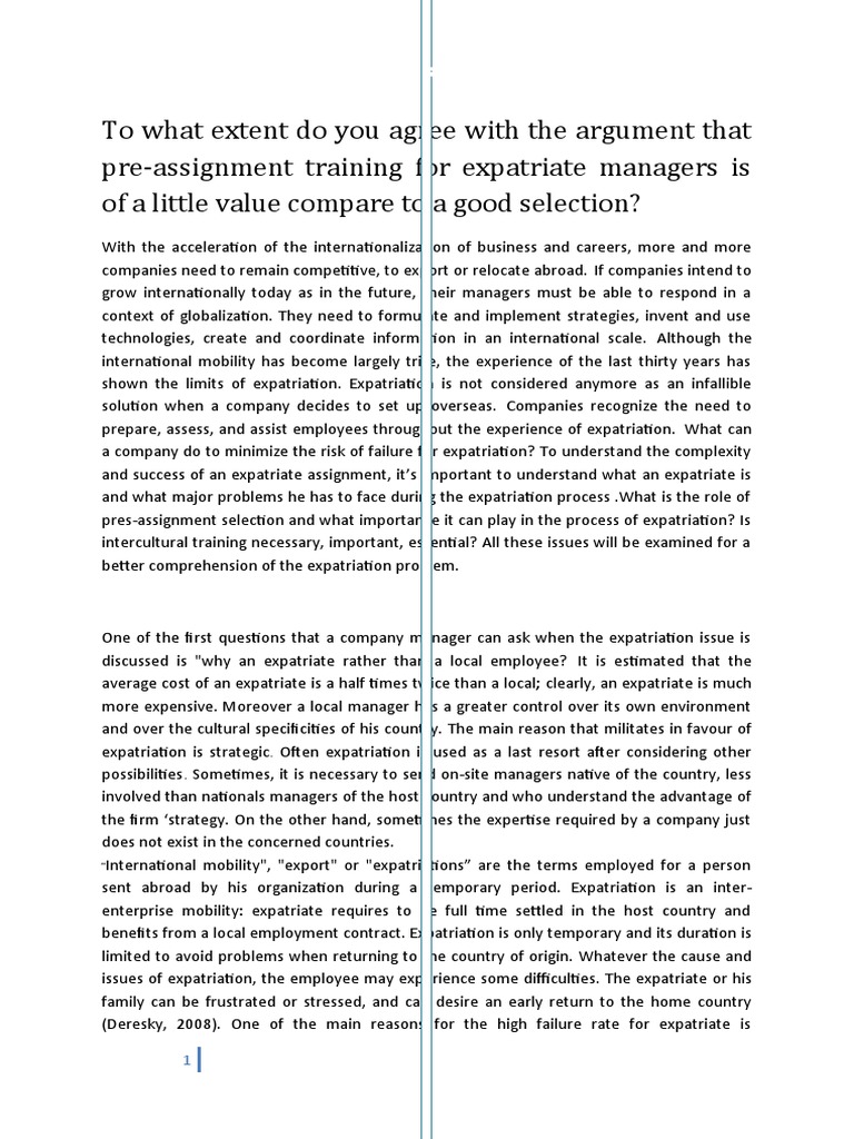 Value of Pre-Assignment Training | PDF | Recruitment | Cross Cultural ...