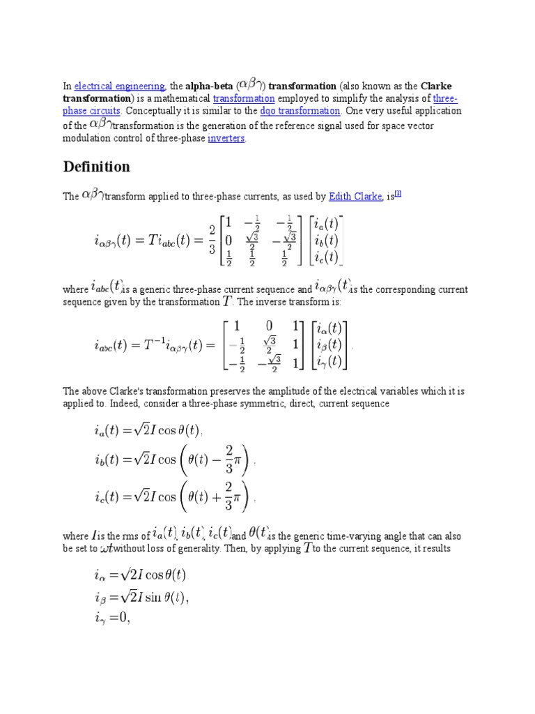 Alpha-Beta Transformation Overview | PDF | Rotation Around A Fixed Axis ...