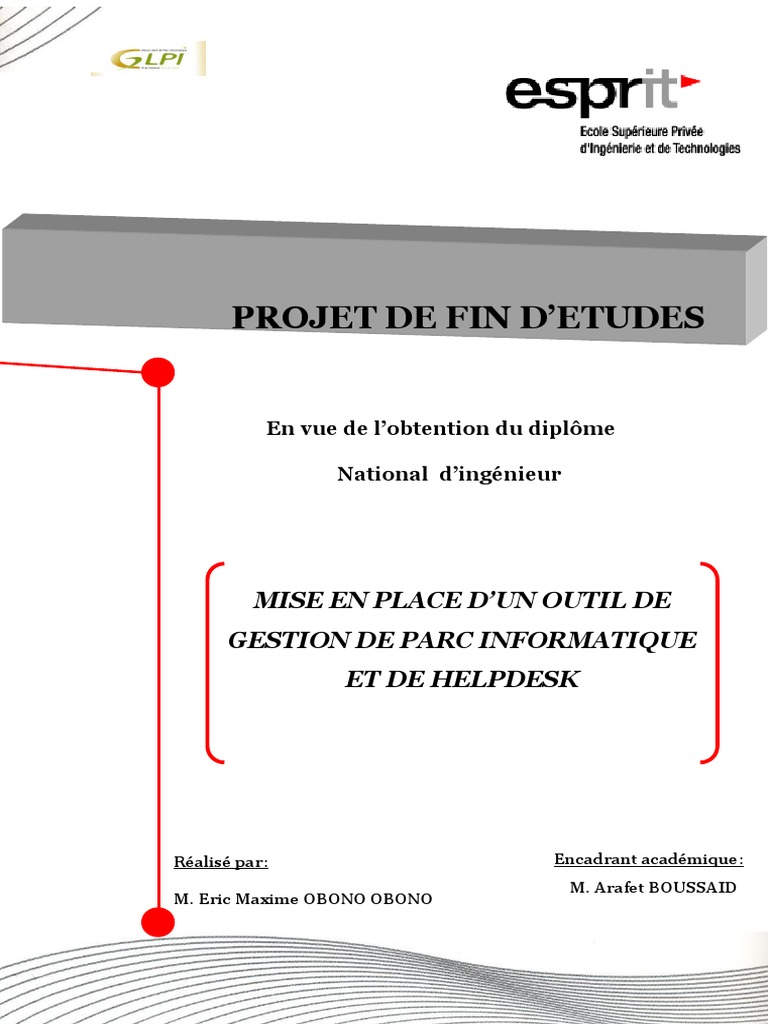 Projet De Fin D’Etudes Mise En Place D’Un Outil De Gestion De Parc