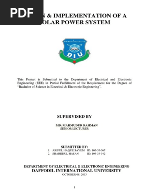 Design Implementation Of Solar Power System Renewable
