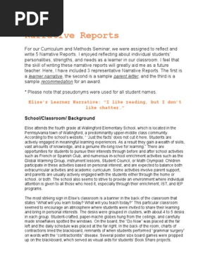 Narrative Reports
