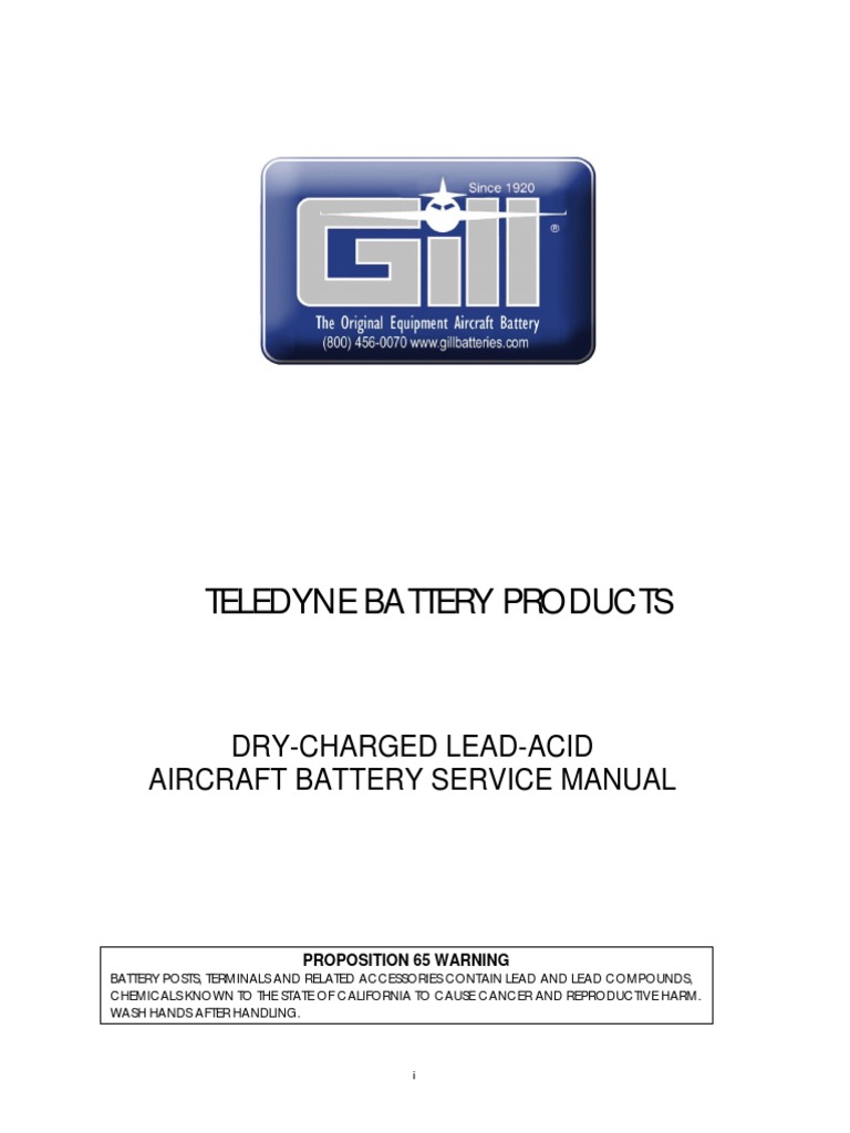 Gill Aircraft Battery Service Manual | PDF | Battery Charger ...