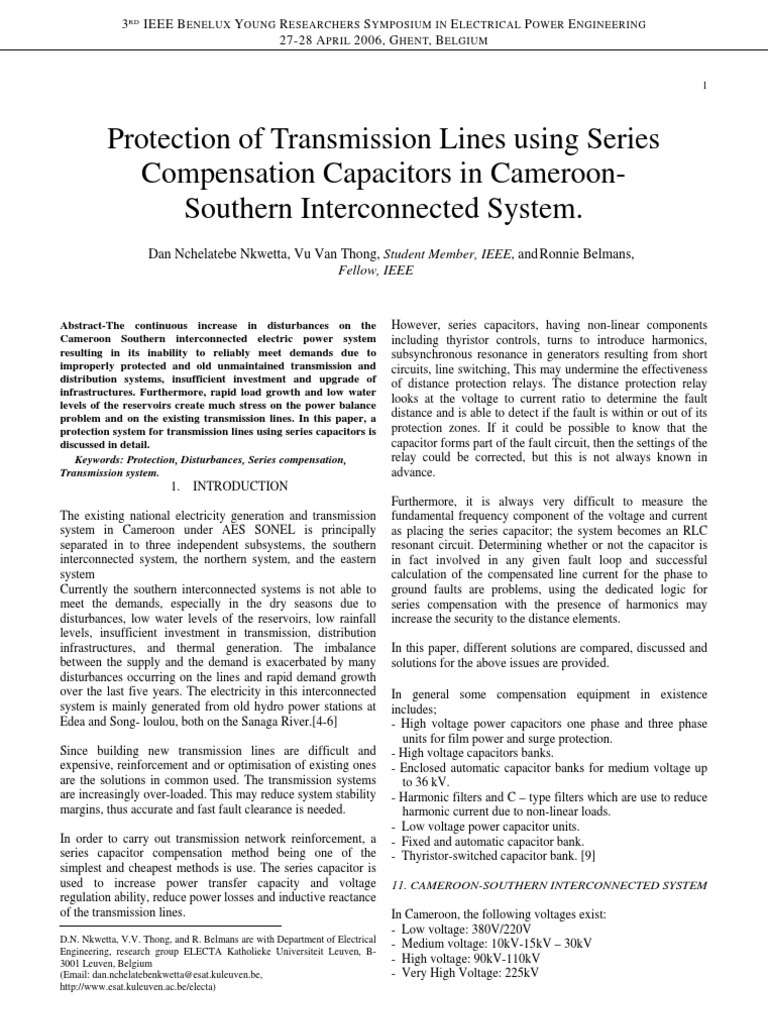 Protection of Transmission Lines Using Series Compensation Capacitors ...