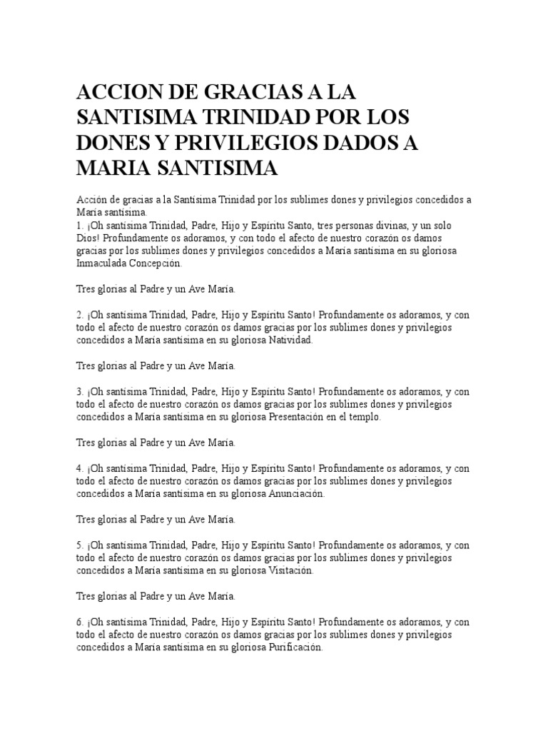 Acción de Gracias a la Santísima Trinidad | PDF | María, madre de Jesús ...