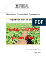 FRIJOL OI Sinaloa - Rentabilidad 2006-2007 Costos 2007-2008