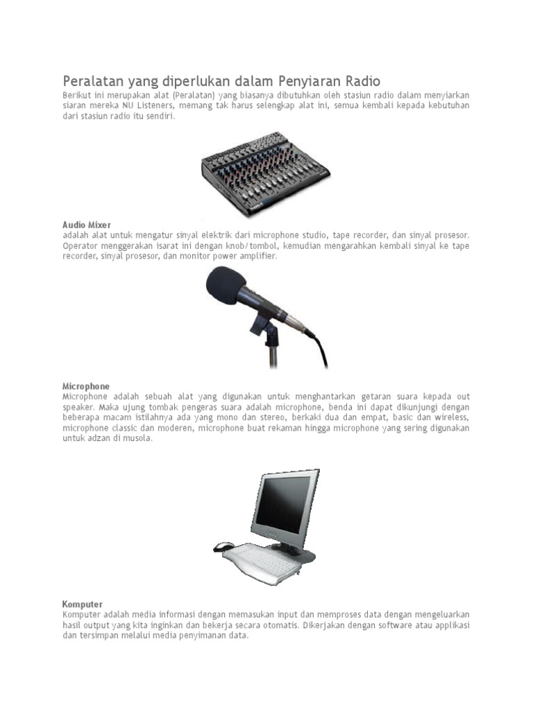 Peralatan Yang Diperlukan Dalam Penyiaran Radio