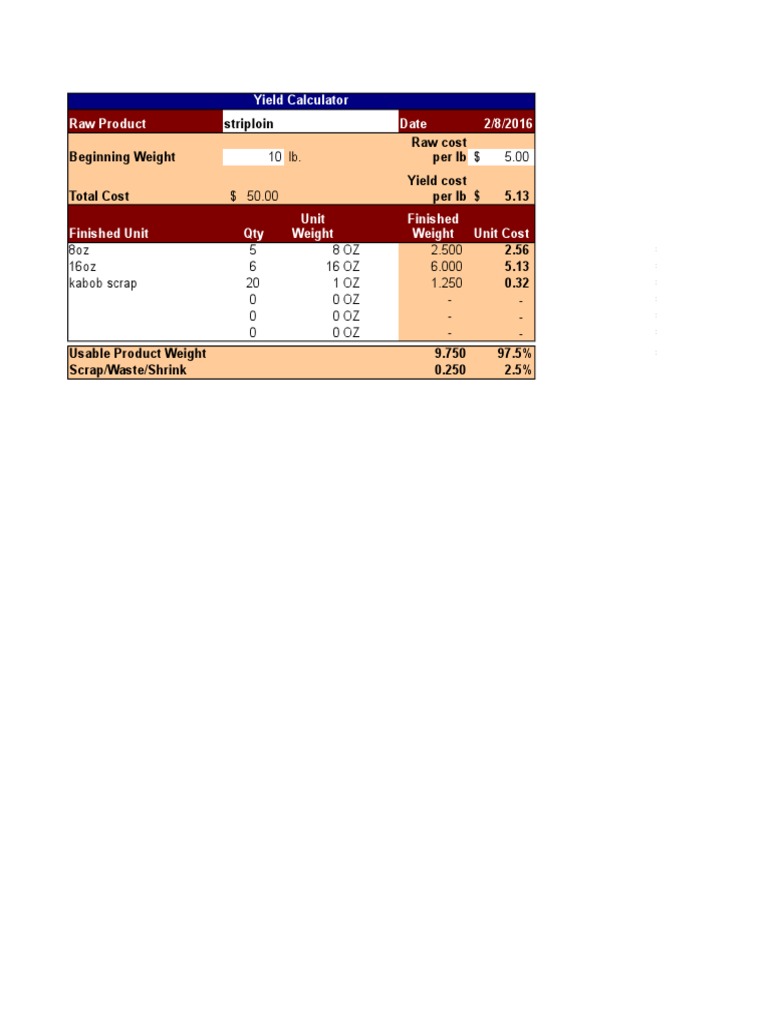 Yield Calculator PDF