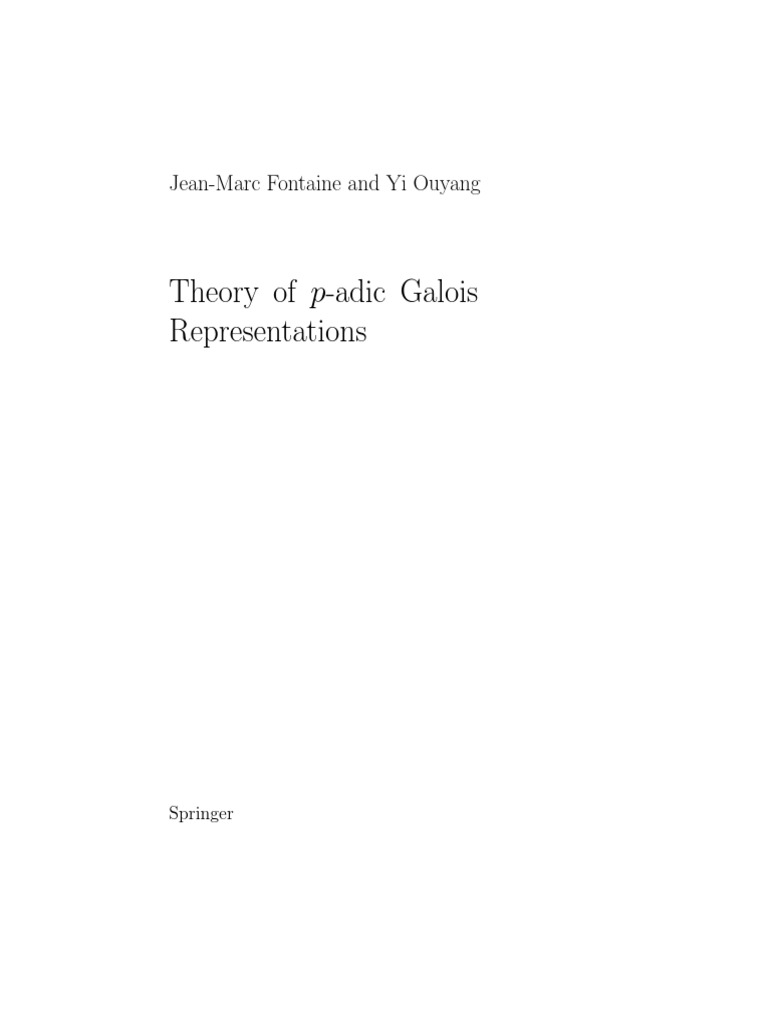 Fontaine, Ouyang - Theory of P-Adic Galois Representations-1 | PDF