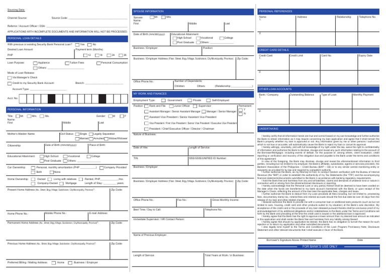 Personal Loan Application Form | PDF | Loans | Credit (Finance)