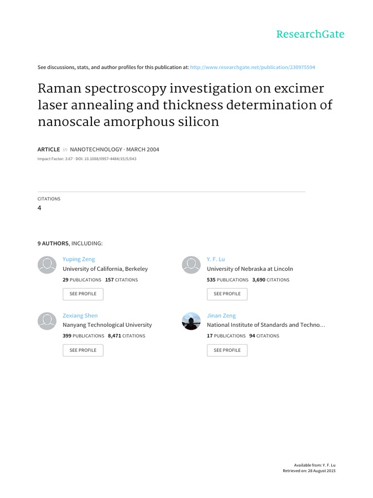 Raman Spec | PDF | Raman Spectroscopy | Amorphous Solid
