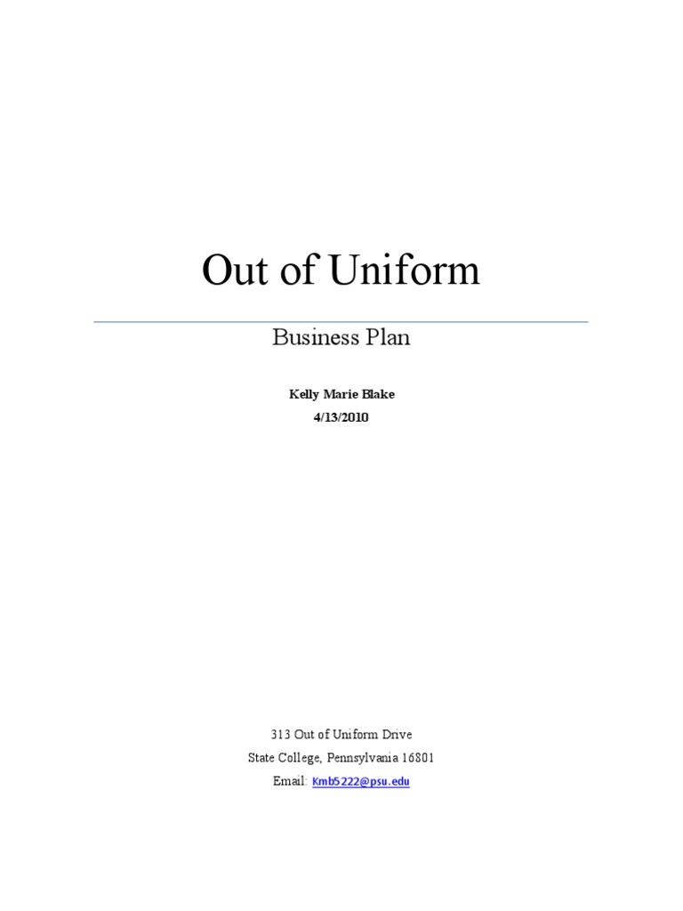 Out of Uniform Business Plan PDF Retail Marketing