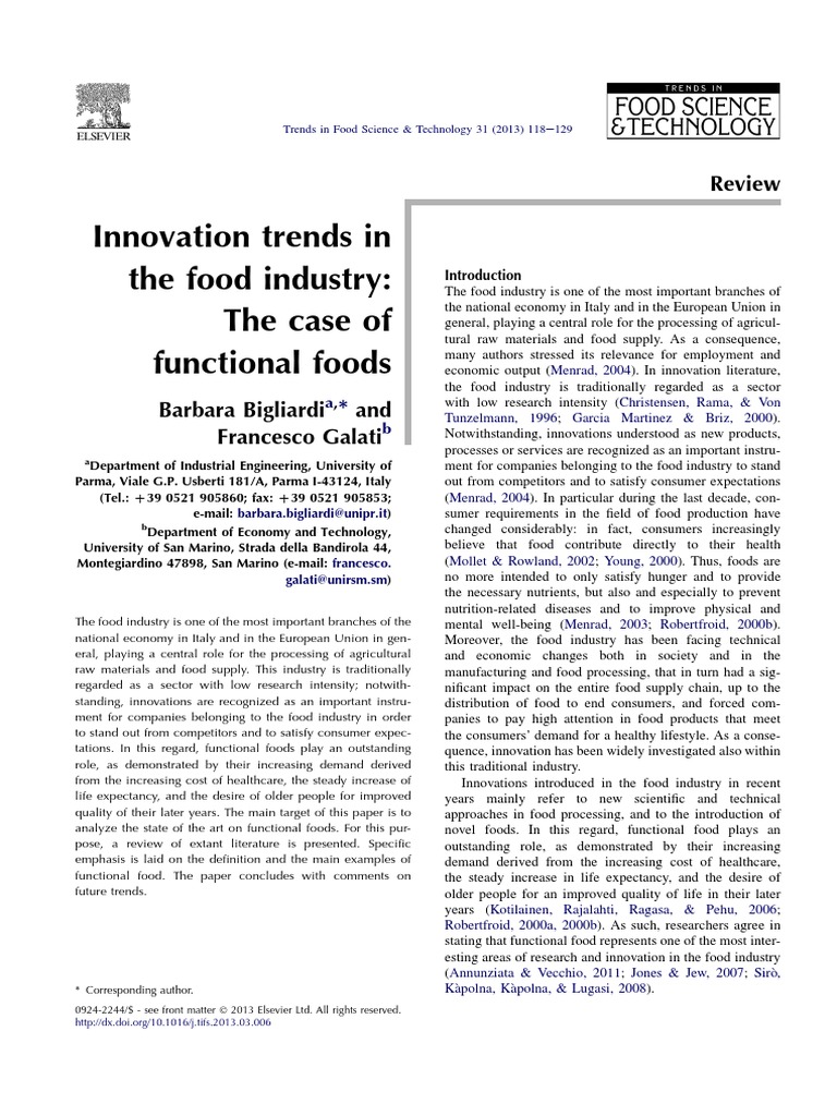 Trends in Functional Food Innovation | PDF | Foods | Nutrition