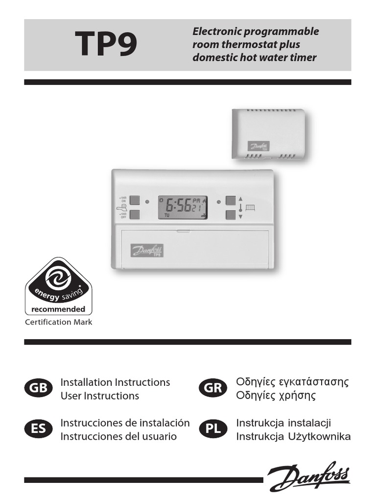 Danfoss TP9 User Guide [6578_2] Thermostat Water Heating