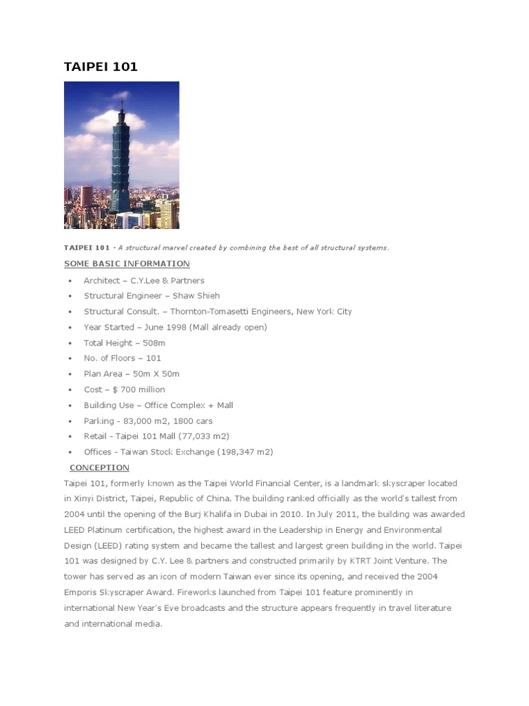 Taipei 101: Structure and Design Details | PDF | Framing (Construction ...