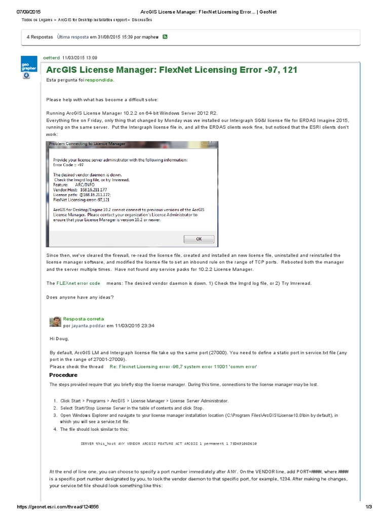 ArcGIS License Manager - FlexNet Licensing Error.. | PDF | Arc Gis | Esri