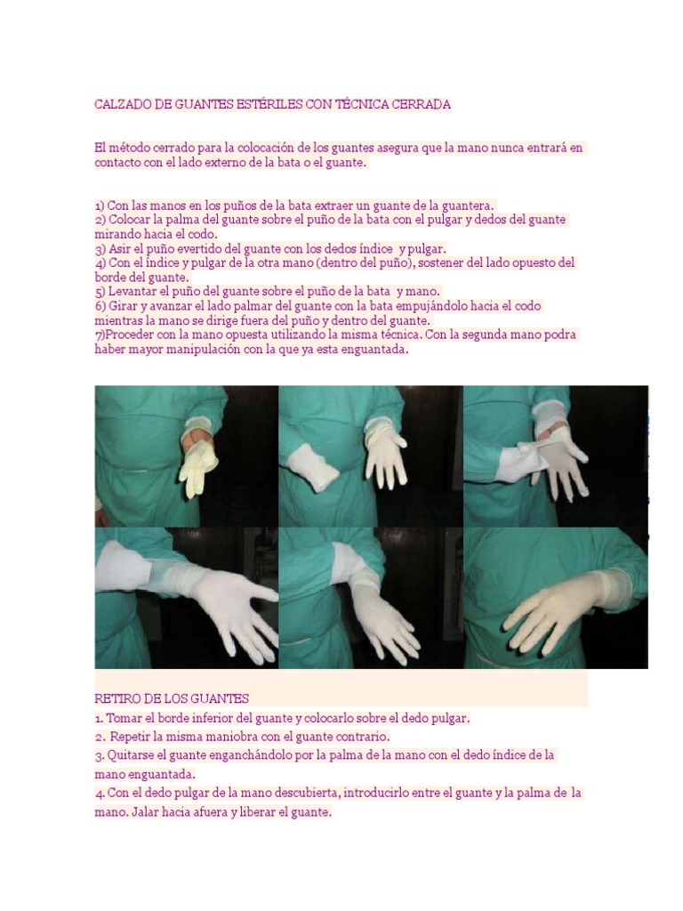 Ambiente brazo mitología CALZADO de GUANTES Clinicos, y QX Tec. Abierta y Cerrada | PDF | Mano |  Guante