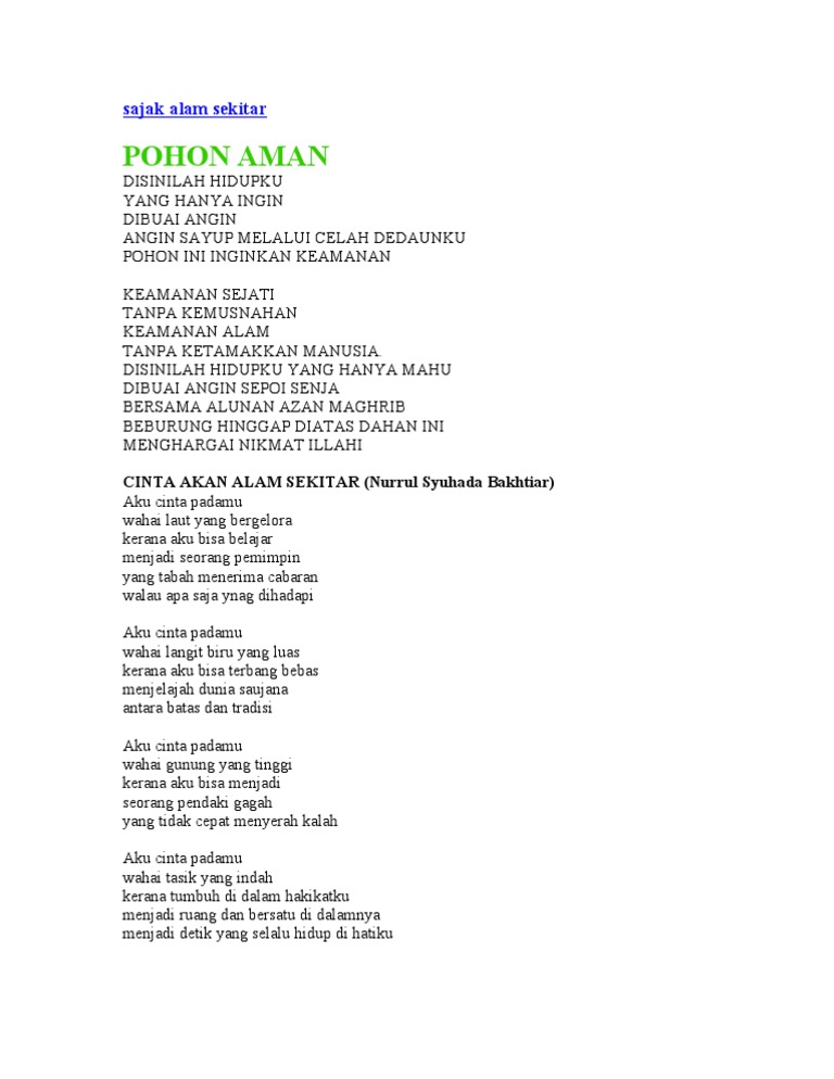 Pohon Aman: sajak alam sekitar