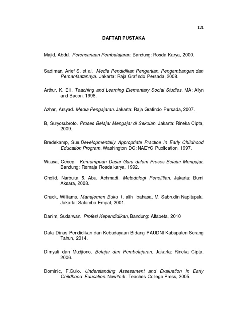 Daftar Pustaka Skripsi Paud Contoh Soal Siswa