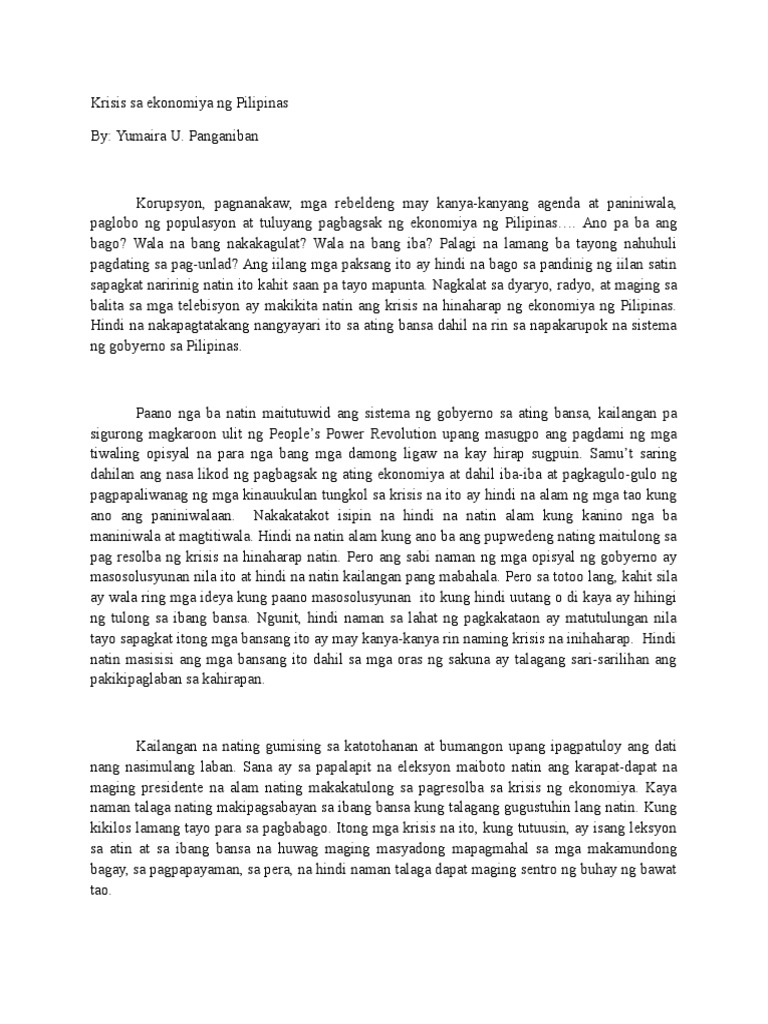 Krisis Sa Ekonomiya NG Pilipinas