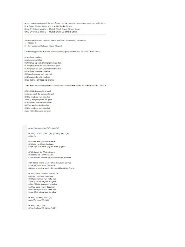 Banjara Guitar Chords and Lyrics PDF Song Recordings Musical