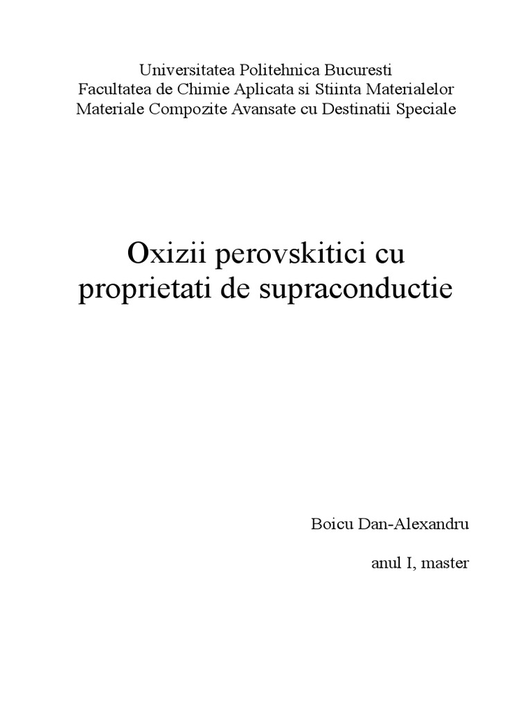 Oxizii Perosvkitici Cu Propietăţi de Supraconducţie | PDF
