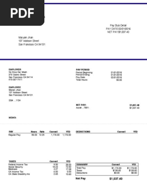 View PDF Form Paycheck month