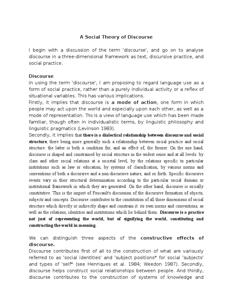 Social Discourse as Social Practice | PDF | Discourse | Clause