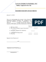 Acknowledgement Receipt of Documents