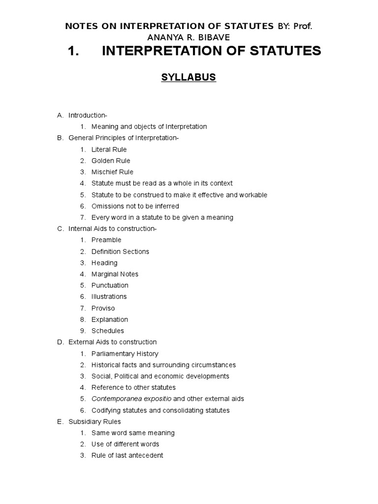 Interpretation of Statutes Final Print PDF Plain Meaning Rule