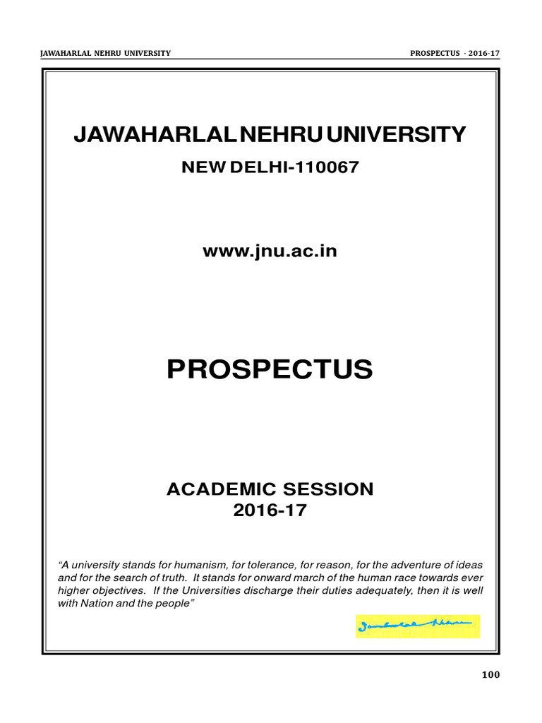 Jnu Admission Brochure | PDF | Doctor Of Philosophy | Thesis