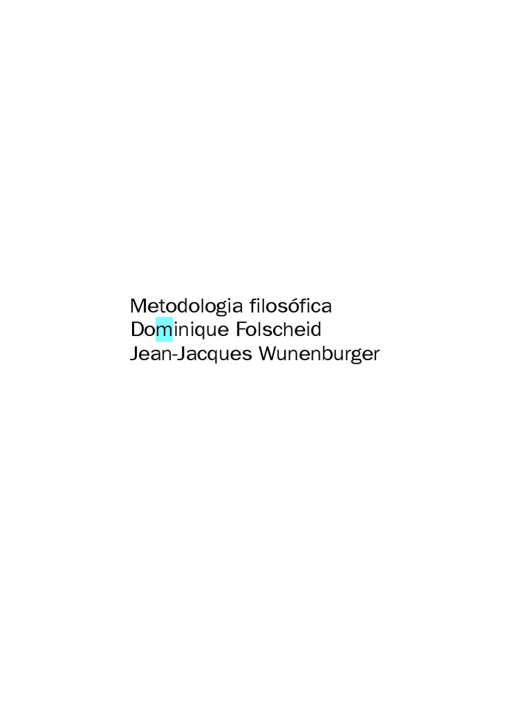 Folscheid & Wunenburger. Metodologia Filosófica. | PDF | Conhecimento ...