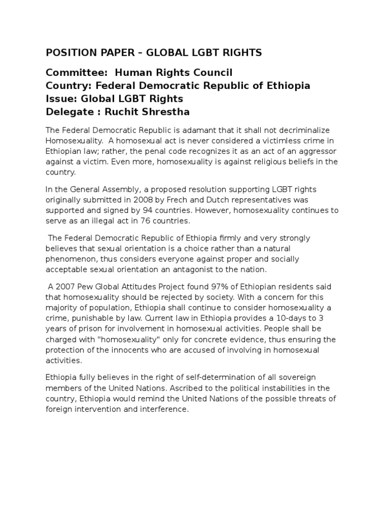 Ethiopia's Stance on LGBT Rights | PDF | Homosexuality | Ethiopia