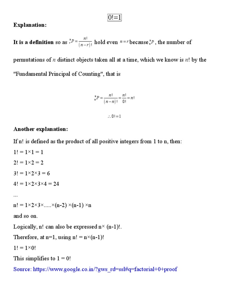Understanding Zero Factorial (0!) | PDF | Teaching Methods & Materials