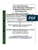 Town Hall Meeting Addressing Underage Drinking & Young Adult Alcohol Use & Consequences