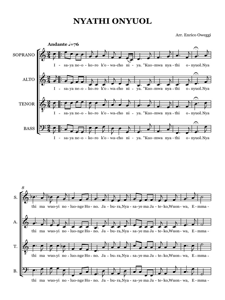 Nyathi Onyuol - Full Score | PDF | Singing | Elements Of Music