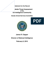 DNI James Clapper Opening Statement On The Worldwide Threat Assessment Before The SASC